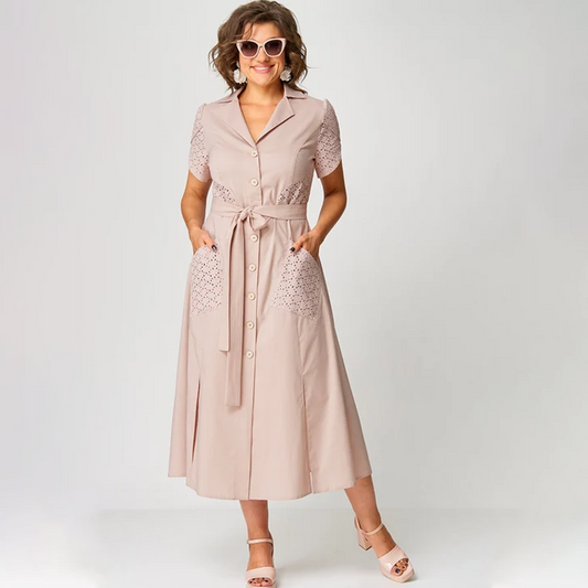 👗✨Női lezser ruhák V-nyakkal és derekán megkötővel