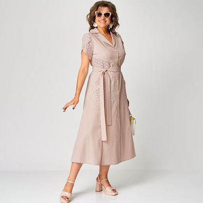 👗✨Női lezser ruhák V-nyakkal és derekán megkötővel