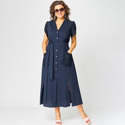 👗✨Női lezser ruhák V-nyakkal és derekán megkötővel