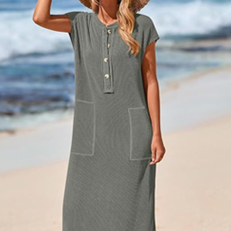 Női bordázott kötött ruha zsebekkel