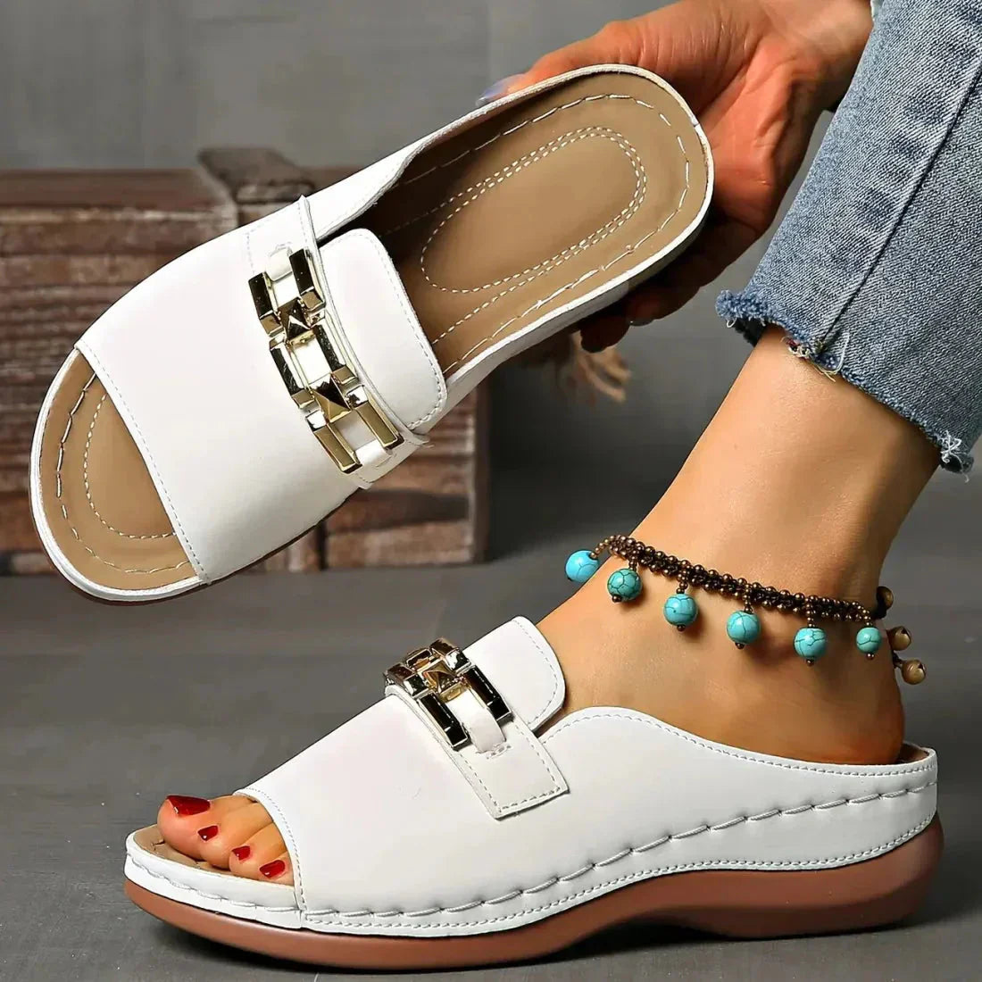 👡Új 50%-os kedvezmény 💖✨Ortopéd szandál arany csattal