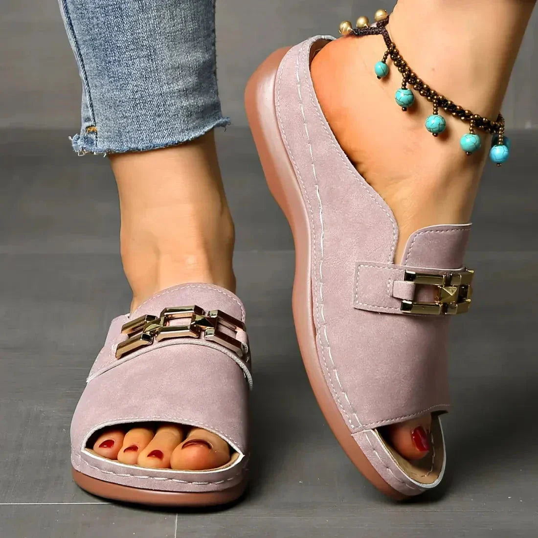 👡Új 50%-os kedvezmény 💖✨Ortopéd szandál arany csattal