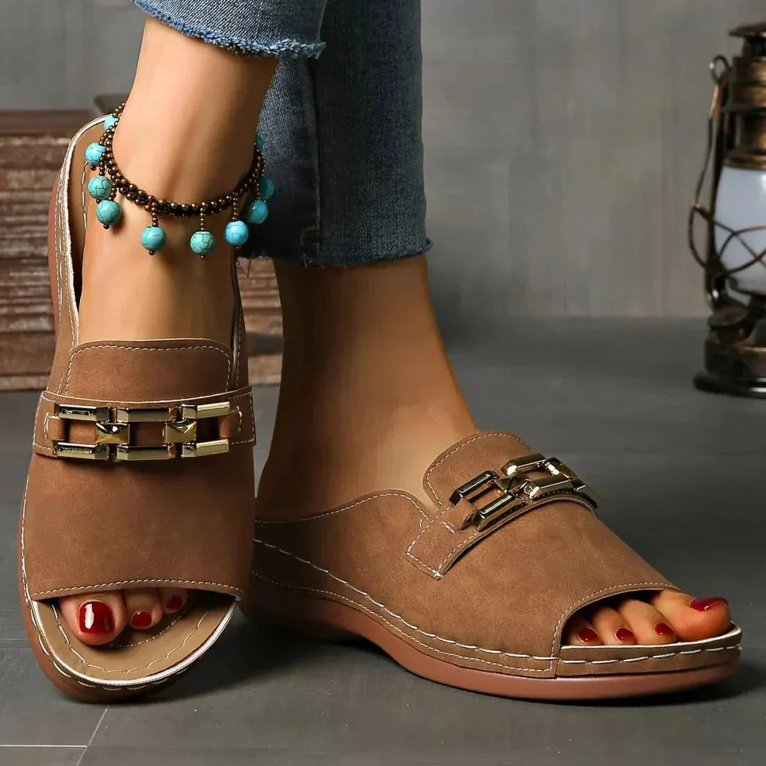 👡Új 50%-os kedvezmény 💖✨Ortopéd szandál arany csattal
