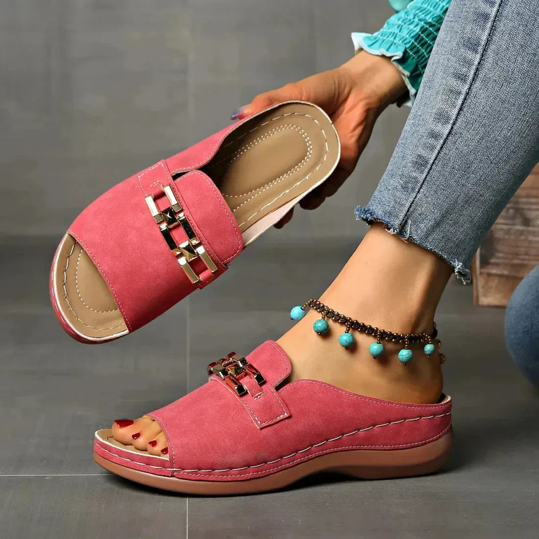 👡Új 50%-os kedvezmény 💖✨Ortopéd szandál arany csattal