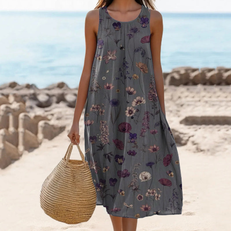 Női lezser ruha kerek nyakkal és mintával