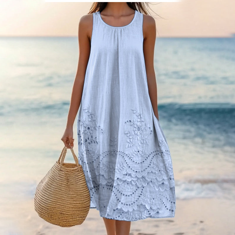 Női lezser ruha kerek nyakkal és mintával