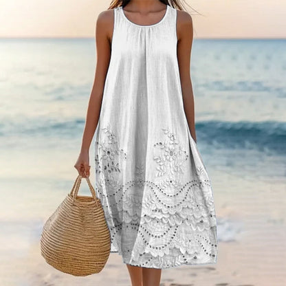 Női lezser ruha kerek nyakkal és mintával