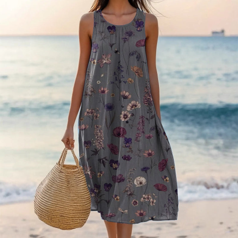 Női lezser ruha kerek nyakkal és mintával