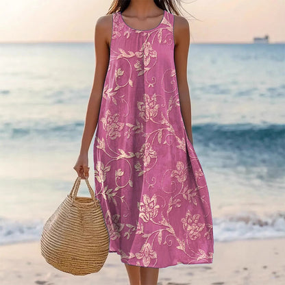 Női lezser ruha kerek nyakkal és mintával