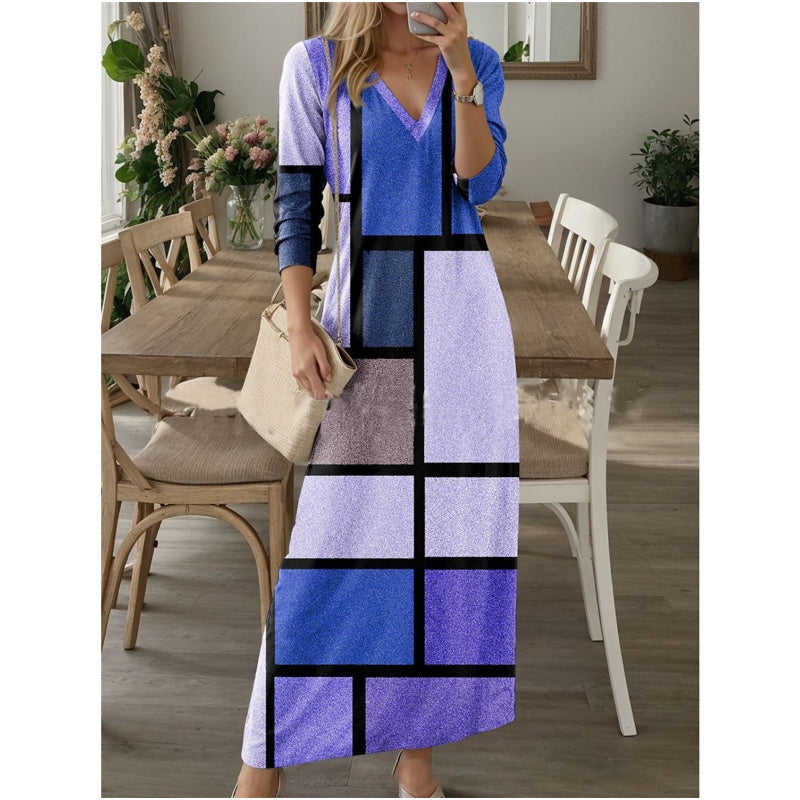 V-nyakú, 3/4-es ujjú ruha