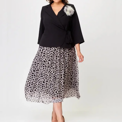 Női szett: virágmintás kabát és szoknya