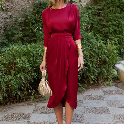 【S-4XL】👗Egyszínű, magas derekú ruha