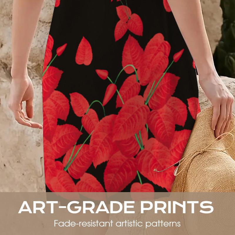 V-nyakú, térdig érő, laza ruha