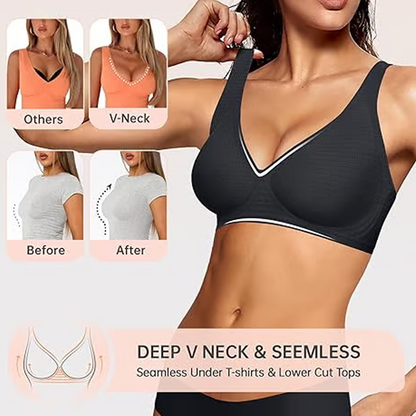 💜Jelly Wireless Női Kényelmes, Merevítő nélküli Melltartók Push Up Melltartók Varrás nélküli Pólók Melltartók Mély V Kivágású Mindennapi Melltartók