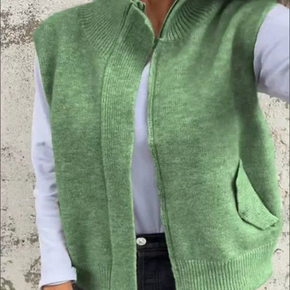 🌞(S-4XL)🥰 Női cipzáras, divatos ujjatlan pulóver✨
