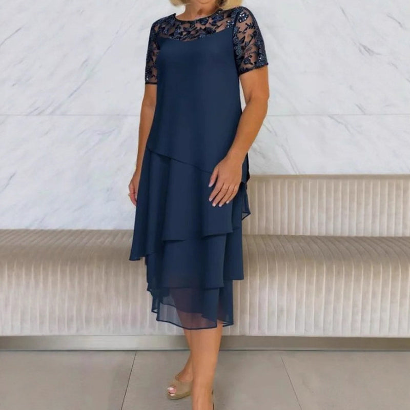 ⏰ UTOLSÓ NAPI PROMÓCIÓ - 50% KEDVEZMÉNY 💖 [S-3XL] 👗✨️ Női Réteges Háló A-vonalú Midi Ruha
