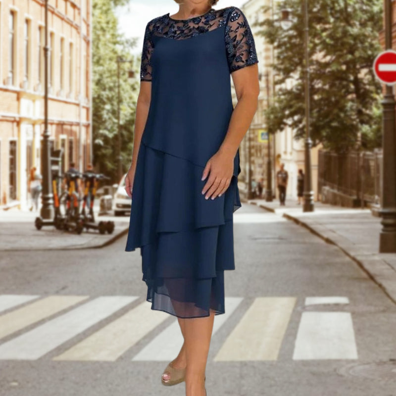 ⏰ UTOLSÓ NAPI PROMÓCIÓ - 50% KEDVEZMÉNY 💖 [S-3XL] 👗✨️ Női Réteges Háló A-vonalú Midi Ruha