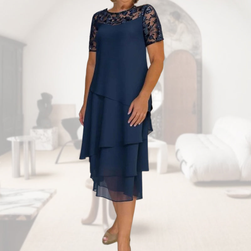 ⏰ UTOLSÓ NAPI PROMÓCIÓ - 50% KEDVEZMÉNY 💖 [S-3XL] 👗✨️ Női Réteges Háló A-vonalú Midi Ruha