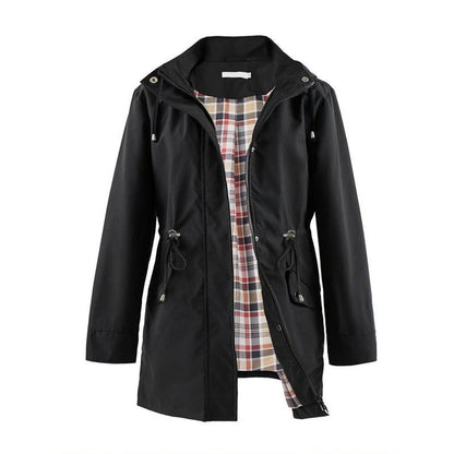 【S-4XL】🧥Hosszú kapucnis, derékban húzózsinórral ellátott, cipzáras széldzseki