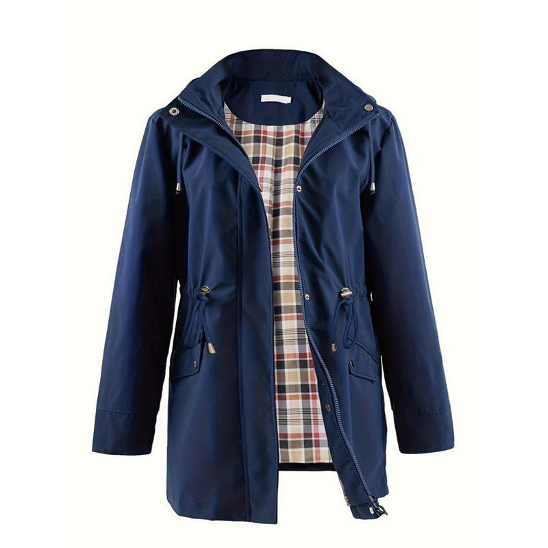 【S-4XL】🧥Hosszú kapucnis, derékban húzózsinórral ellátott, cipzáras széldzseki