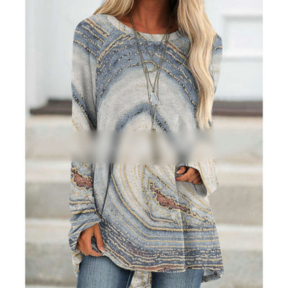 Női bő, hosszú ujjú blúz bohém mintával