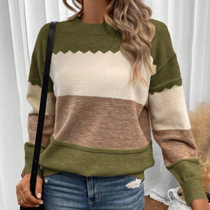 Női egyszínű hosszú ujjú pulóver