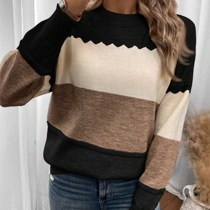 Női egyszínű hosszú ujjú pulóver