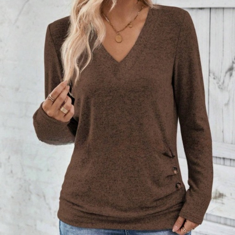 💖 (S-2XL) 🌺 Női Elegáns V-Kivágású Karcsúsított Felső