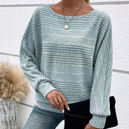 🎉A hét különleges ajánlata✨Egyszínű, kerek nyakú, csíkos hosszú ujjú felső