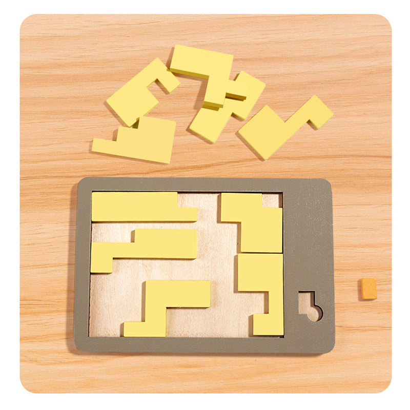🧩Fa tangram táblás puzzle játék Montessori alakzat puzzle válogató játék Színes tangram oktatási mintás játék gyerekeknek🔺🔷