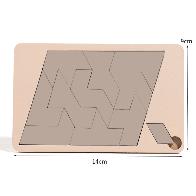 🧩Fa tangram táblás puzzle játék Montessori alakzat puzzle válogató játék Színes tangram oktatási mintás játék gyerekeknek🔺🔷
