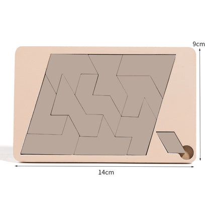 🧩Fa tangram táblás puzzle játék Montessori alakzat puzzle válogató játék Színes tangram oktatási mintás játék gyerekeknek🔺🔷