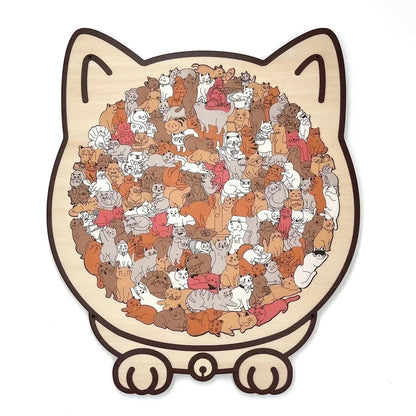 🎁Karácsonyi akció 50% kedvezmény🎅135 darabos, macska alakú fa puzzle Morandi-Color