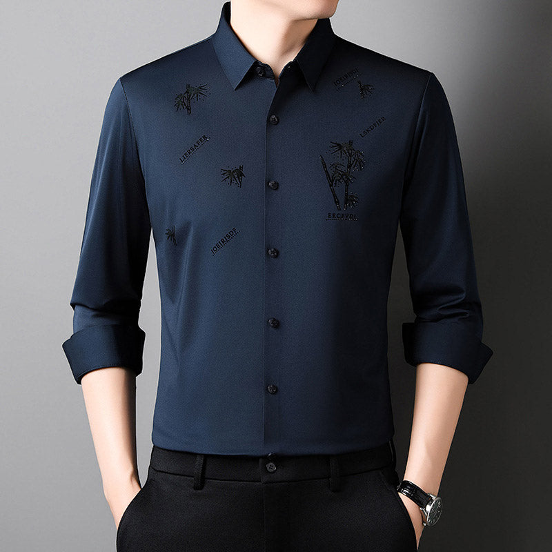 【M-4XL】Férfi bambusz mintás alkalmi üzleti ing