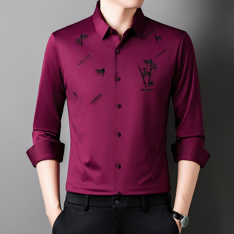 【M-4XL】Férfi bambusz mintás alkalmi üzleti ing