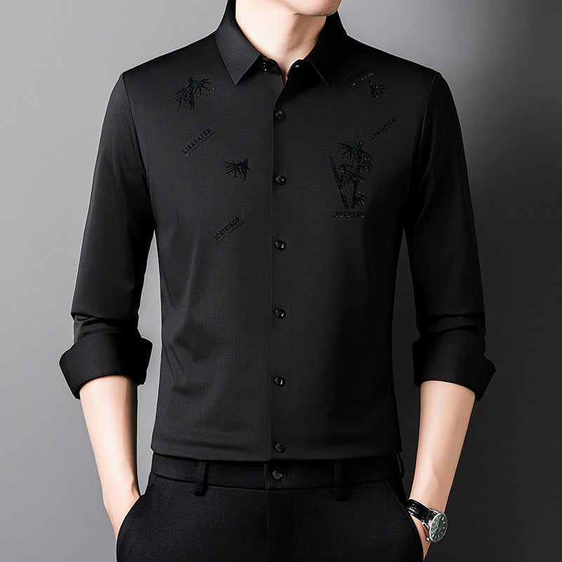 【M-4XL】Férfi bambusz mintás alkalmi üzleti ing