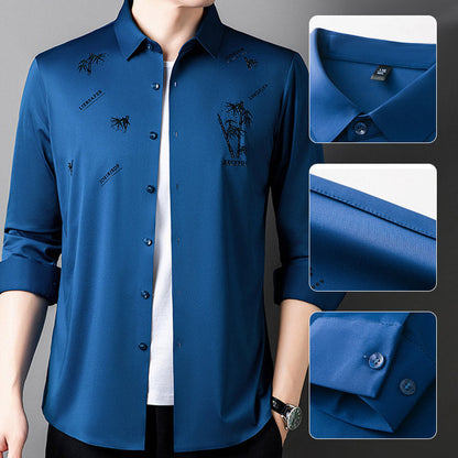 【M-4XL】Férfi bambusz mintás alkalmi üzleti ing