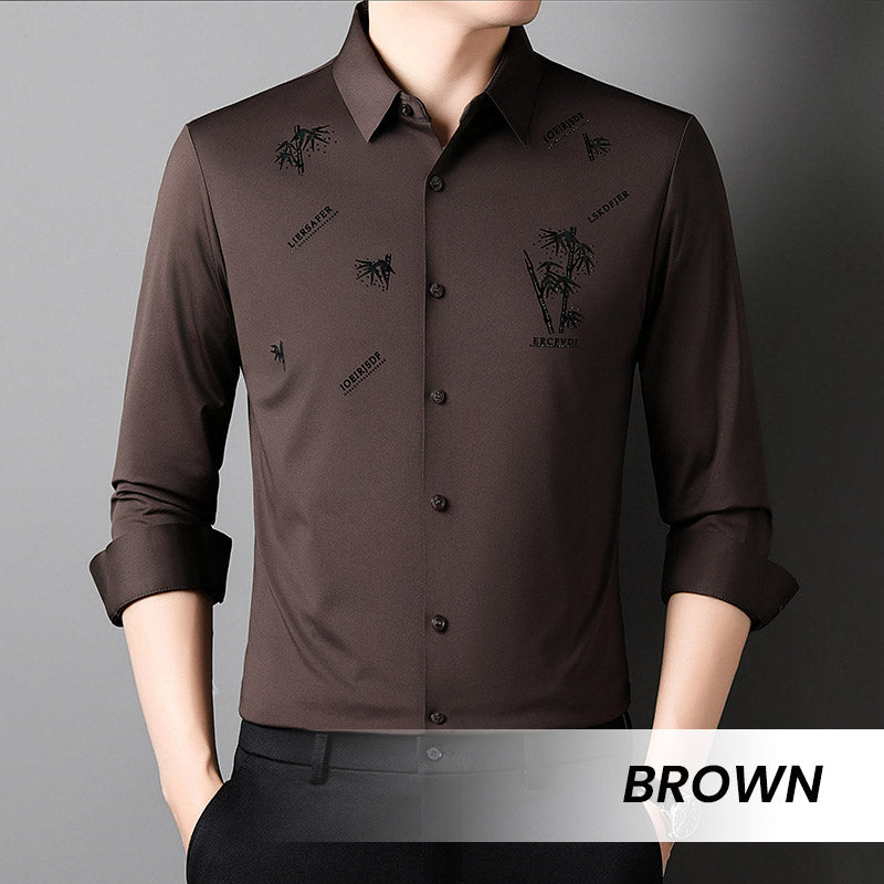 【M-4XL】Férfi bambusz mintás alkalmi üzleti ing