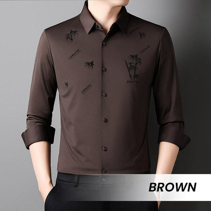 【M-4XL】Férfi bambusz mintás alkalmi üzleti ing