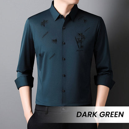 【M-4XL】Férfi bambusz mintás alkalmi üzleti ing