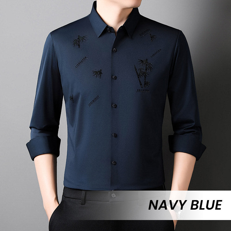 【M-4XL】Férfi bambusz mintás alkalmi üzleti ing