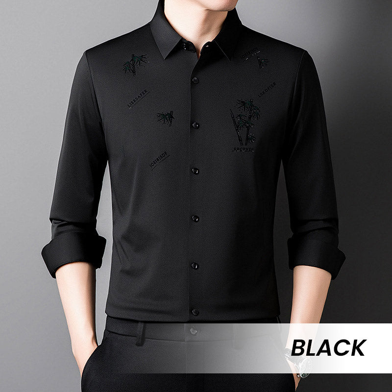 【M-4XL】Férfi bambusz mintás alkalmi üzleti ing