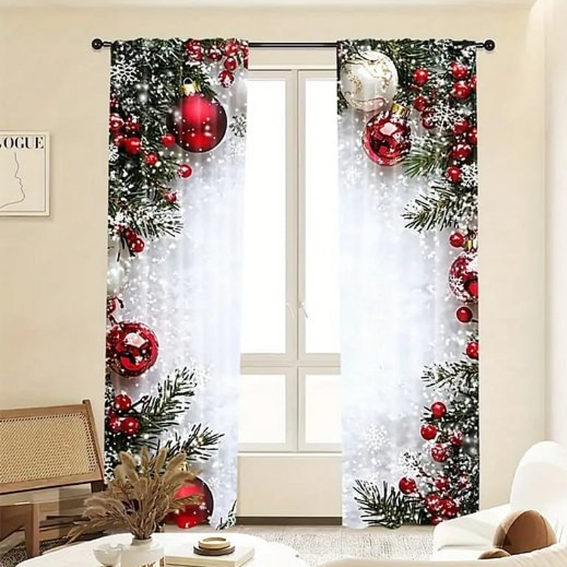 🎄🎅 Karácsonyi ablakfüggöny 2 részes szett lakberendezéshez 🏡🎁