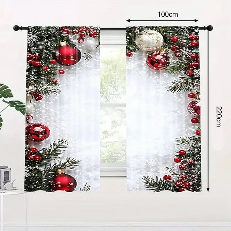 🎄🎅 Karácsonyi ablakfüggöny 2 részes szett lakberendezéshez 🏡🎁
