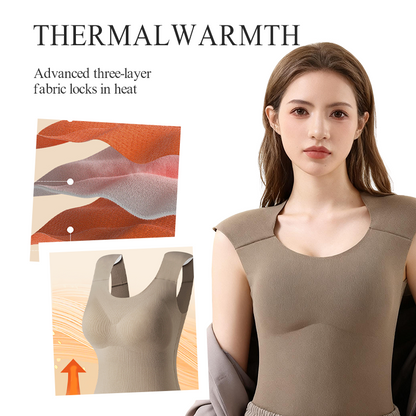 【Hármas funkció: melegítő, formázó és vállpárnás】 Téli, béléssel ellátott, melegítő melltartó póló Beépített, kivehető melltartó betétekkel és láthatatlan vállpárnákkal - Fitt formázás