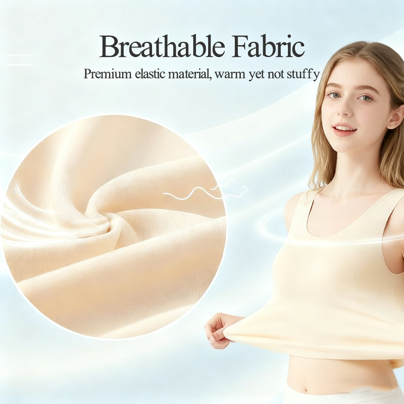 【Hármas funkció: melegítő, formázó és vállpárnás】 Téli, béléssel ellátott, melegítő melltartó póló Beépített, kivehető melltartó betétekkel és láthatatlan vállpárnákkal - Fitt formázás
