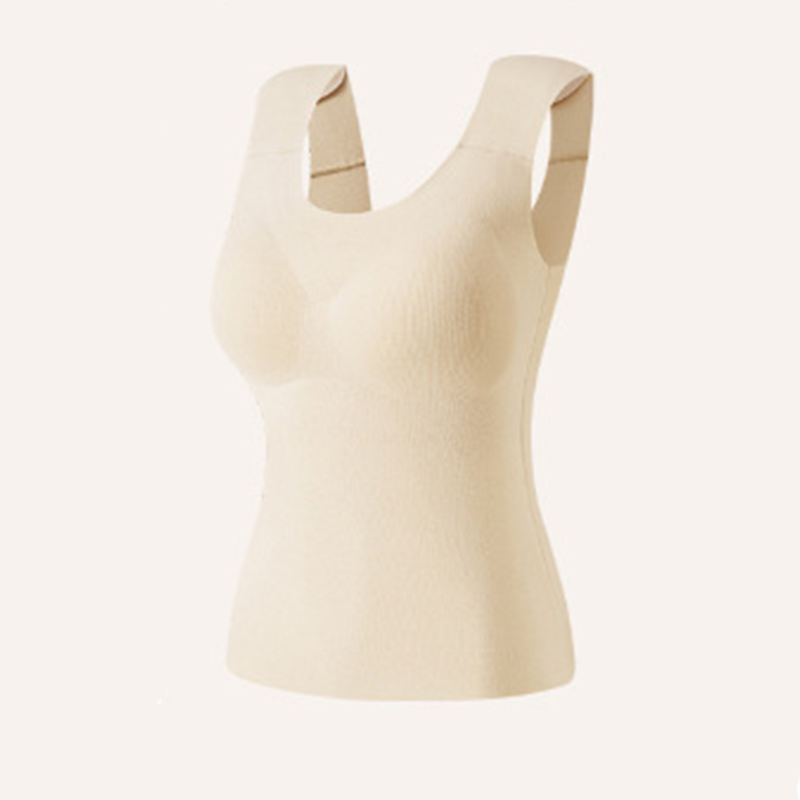 【Hármas funkció: melegítő, formázó és vállpárnás】 Téli, béléssel ellátott, melegítő melltartó póló Beépített, kivehető melltartó betétekkel és láthatatlan vállpárnákkal - Fitt formázás