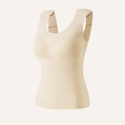 【Hármas funkció: melegítő, formázó és vállpárnás】 Téli, béléssel ellátott, melegítő melltartó póló Beépített, kivehető melltartó betétekkel és láthatatlan vállpárnákkal - Fitt formázás