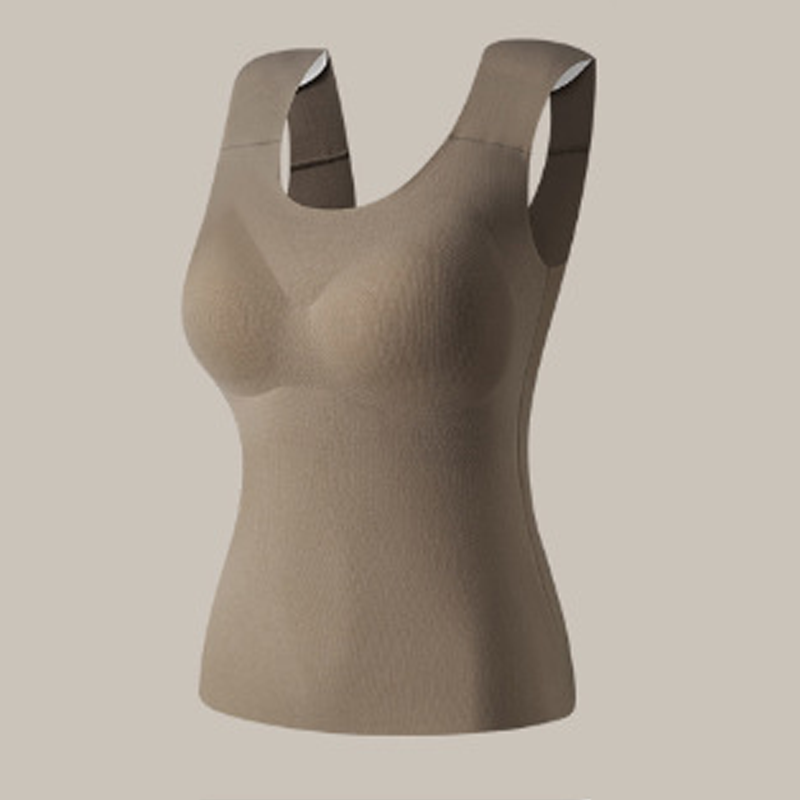 【Hármas funkció: melegítő, formázó és vállpárnás】 Téli, béléssel ellátott, melegítő melltartó póló Beépített, kivehető melltartó betétekkel és láthatatlan vállpárnákkal - Fitt formázás