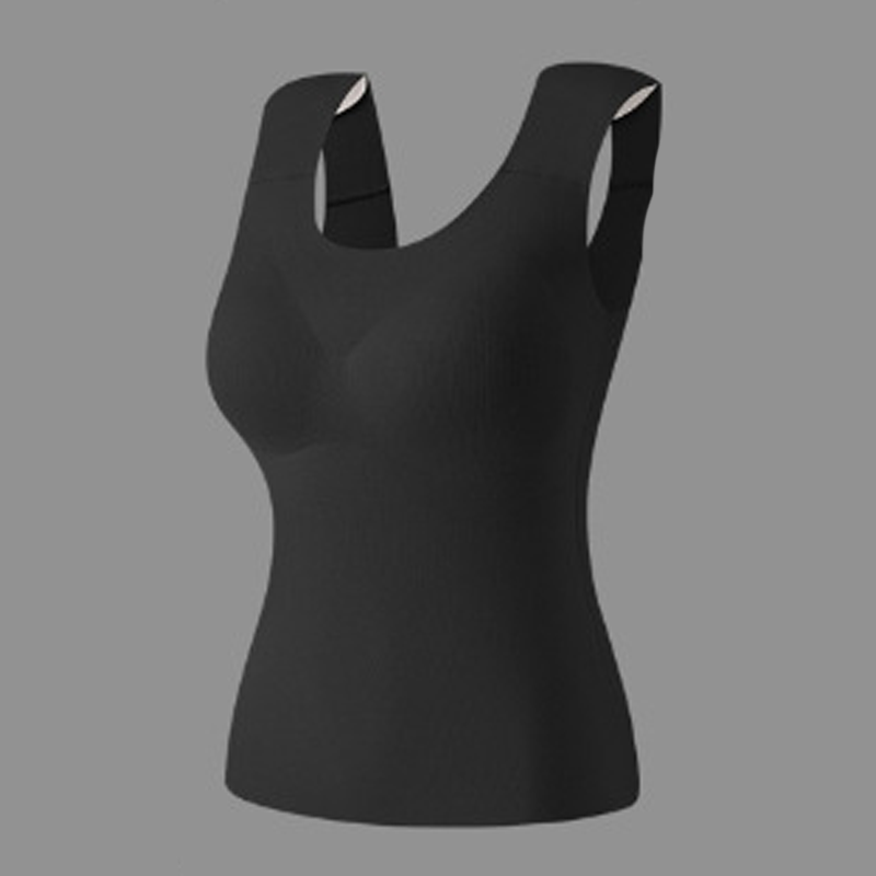 【Hármas funkció: melegítő, formázó és vállpárnás】 Téli, béléssel ellátott, melegítő melltartó póló Beépített, kivehető melltartó betétekkel és láthatatlan vállpárnákkal - Fitt formázás